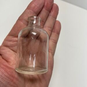 Vintage Clear Glass Apothecary Bottle Type 1 Embossed Small Vial Medicine Serum
